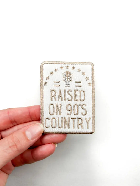 Raised on 90's Country Iron On Patch, Country Music Rodeo