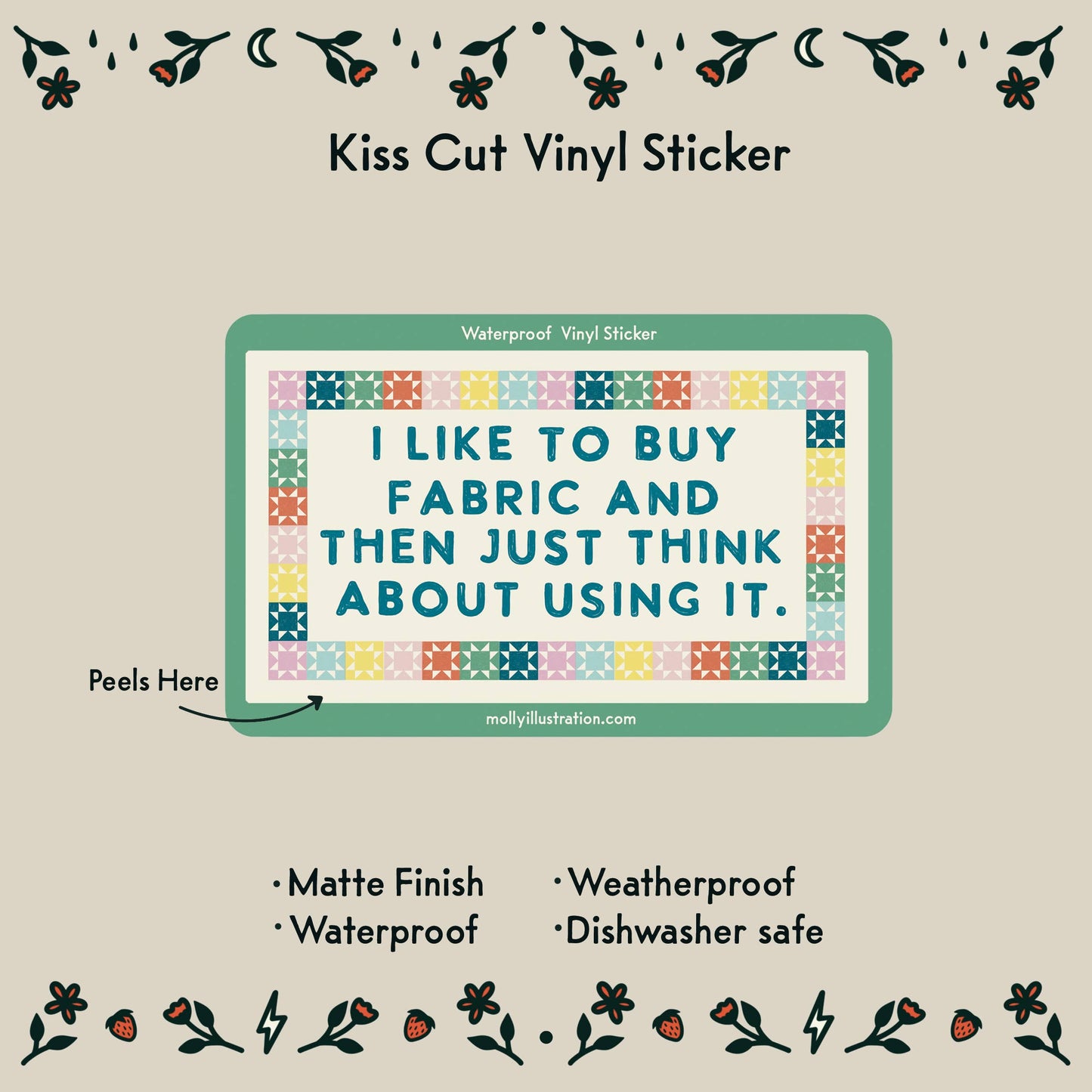 I Like to Buy Fabric Waterproof Vinyl Sticker