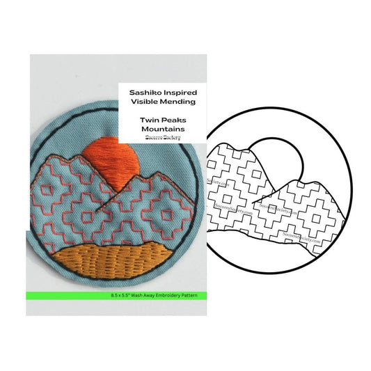 Twin Peaks- Visible Mending Stick and Stitch Embroidery Pattern: Medium