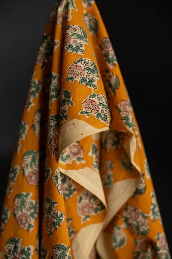 Oleander Block Print Indian Cotton