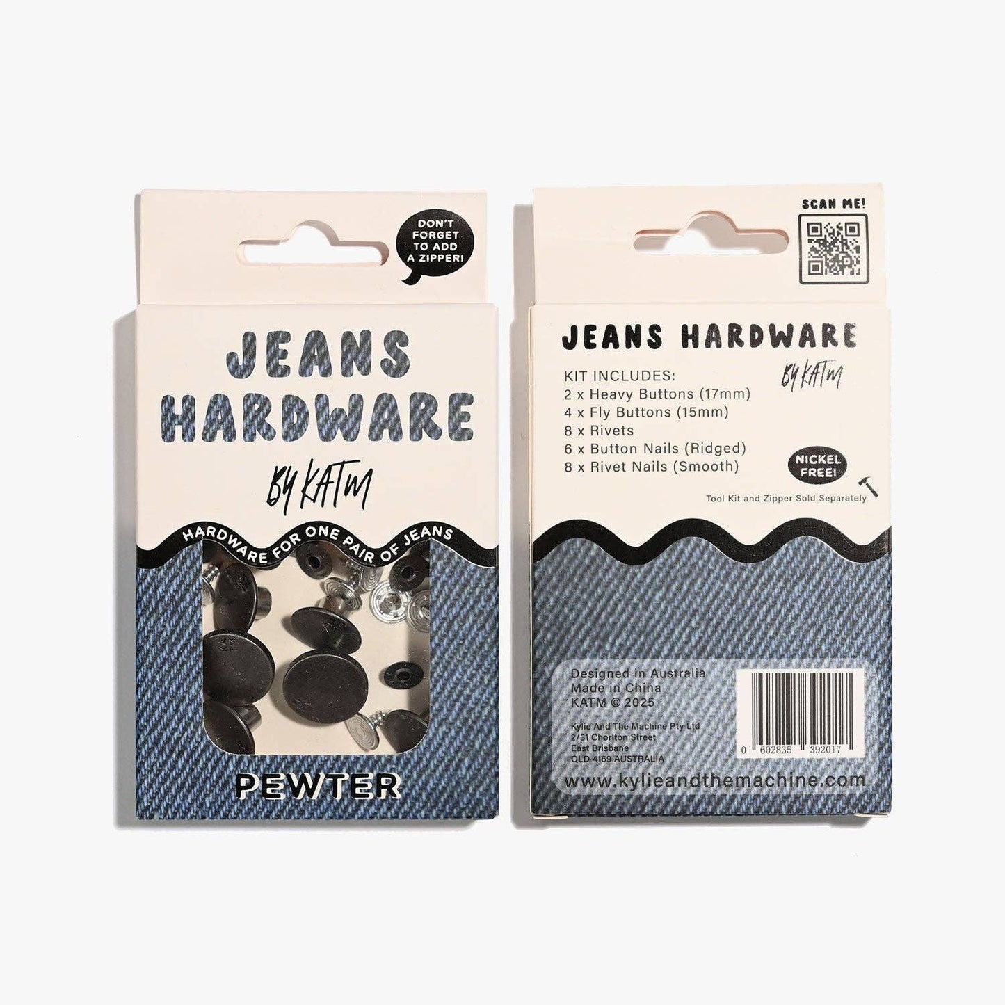Jeans Hardware Kit | Pewter