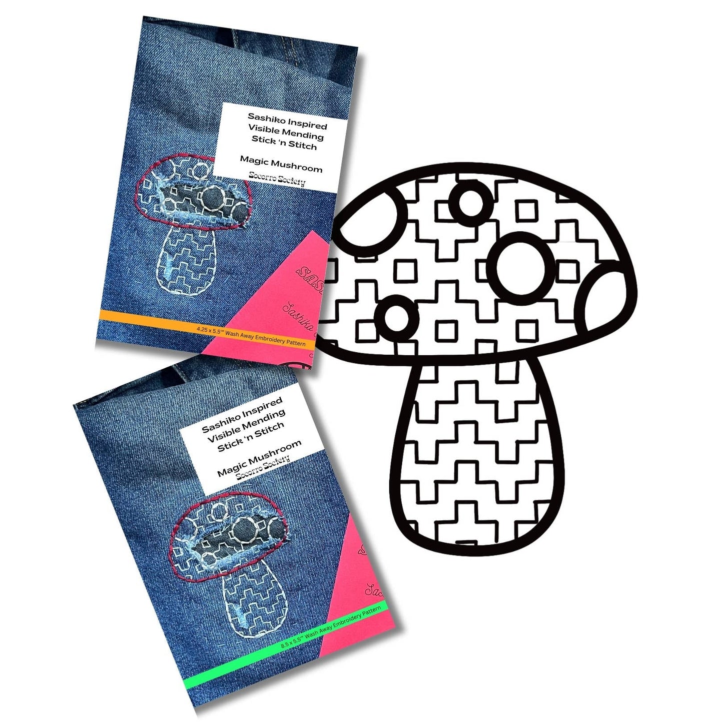 Sashiko Magic Mushroom- Mending Stick and Stitch Pattern: Small